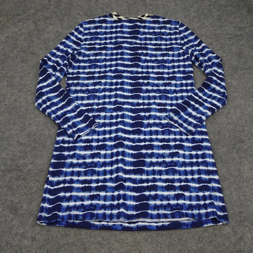 Tory Burch Dress Womens Medium M Blue Shift Midi Tye Die Career Stretch Hollie